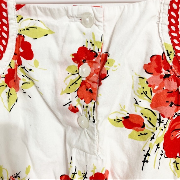 Janie and Jack Camellia Fully Lined 100% Cotton Floral Pattern Sleeveless Blouse - Picture 8 of 12